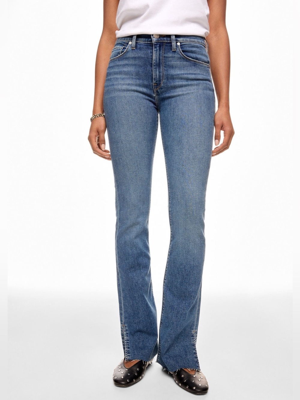 Hudson Barbara High Rise Raw Hem Bootcut Jeans 25